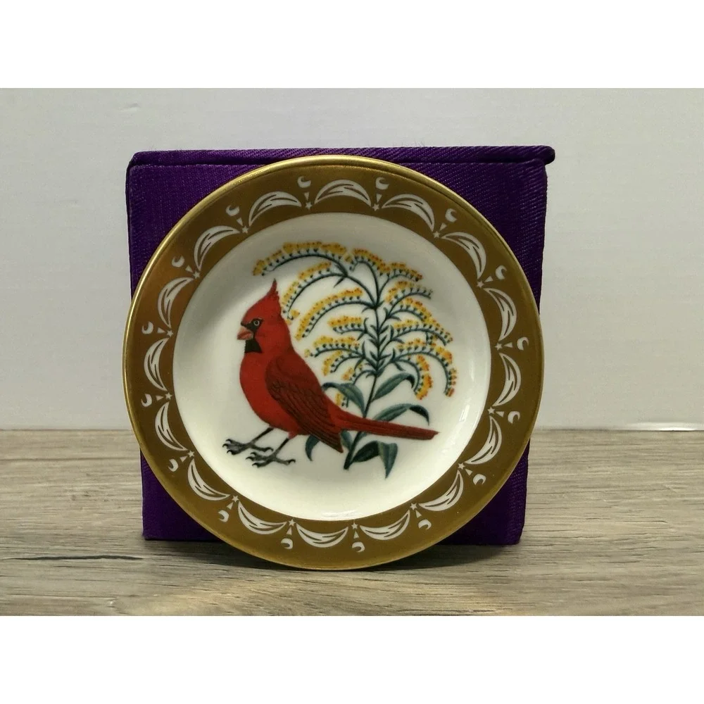 State Birds Flowers Franklin MINI Plate Kentucky Cardinal Goldenrod 3
